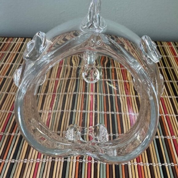 Vintage Hand-Blown Clear Glass Fish Vase Empoli Blenko Style Art Glass 6" - Picture 9 of 11